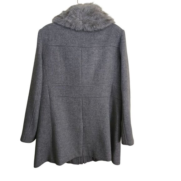 Loft Wool Blend Removable Faux Fur Collar Gray Full Zip Snap Coat Size XL - Picture 2 of 9